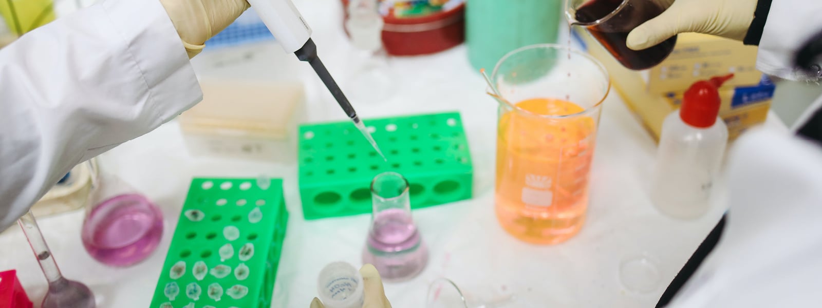 A table full of scientific equipment.