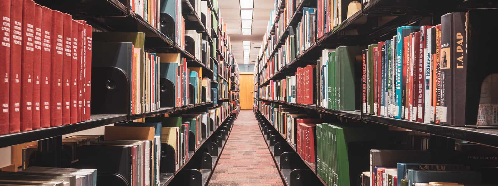 Many shelves full of books. 